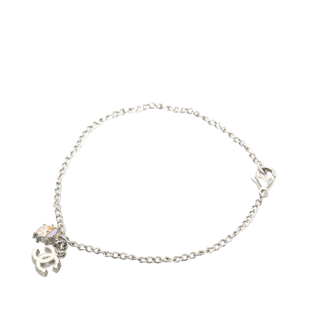 Chanel Silver Plated CC Ladybug Charm Bracelet - 3