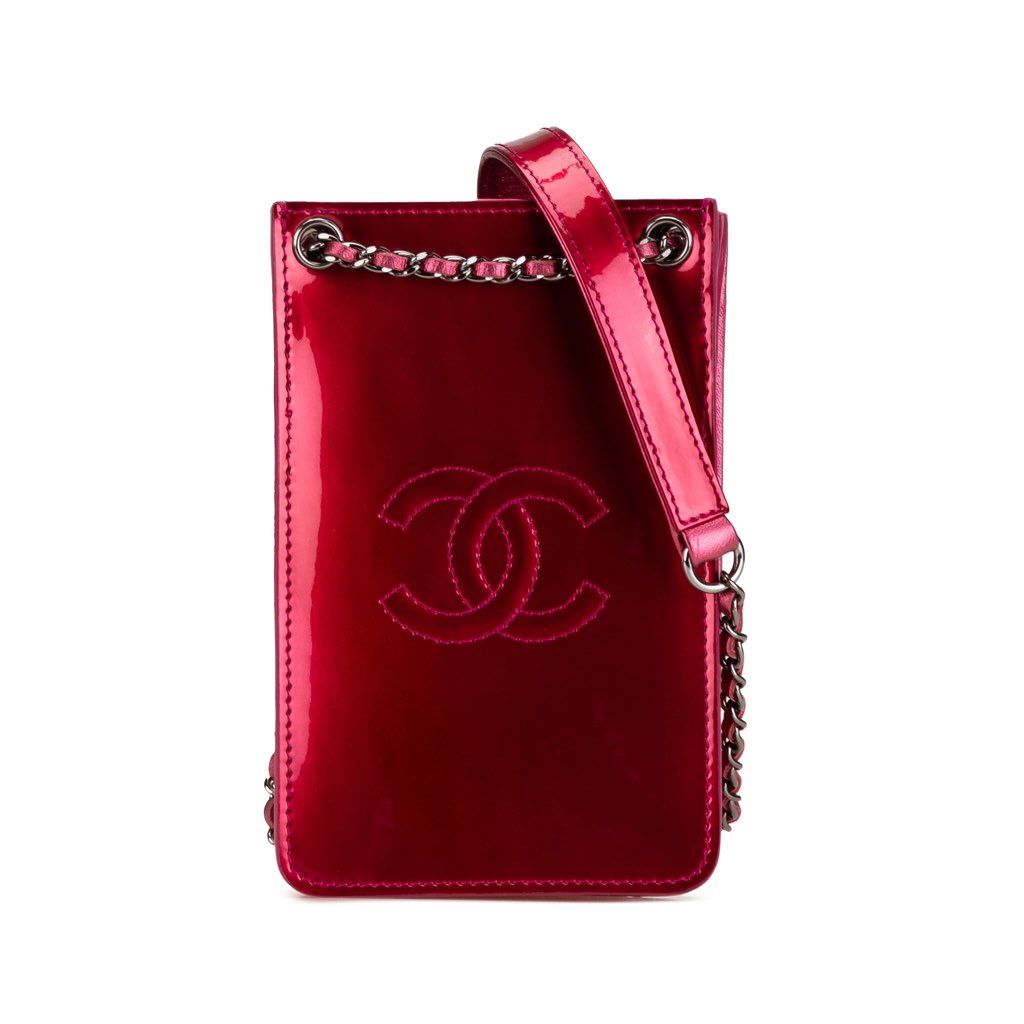 Chanel CC Patent Phone Holder Crossbody
