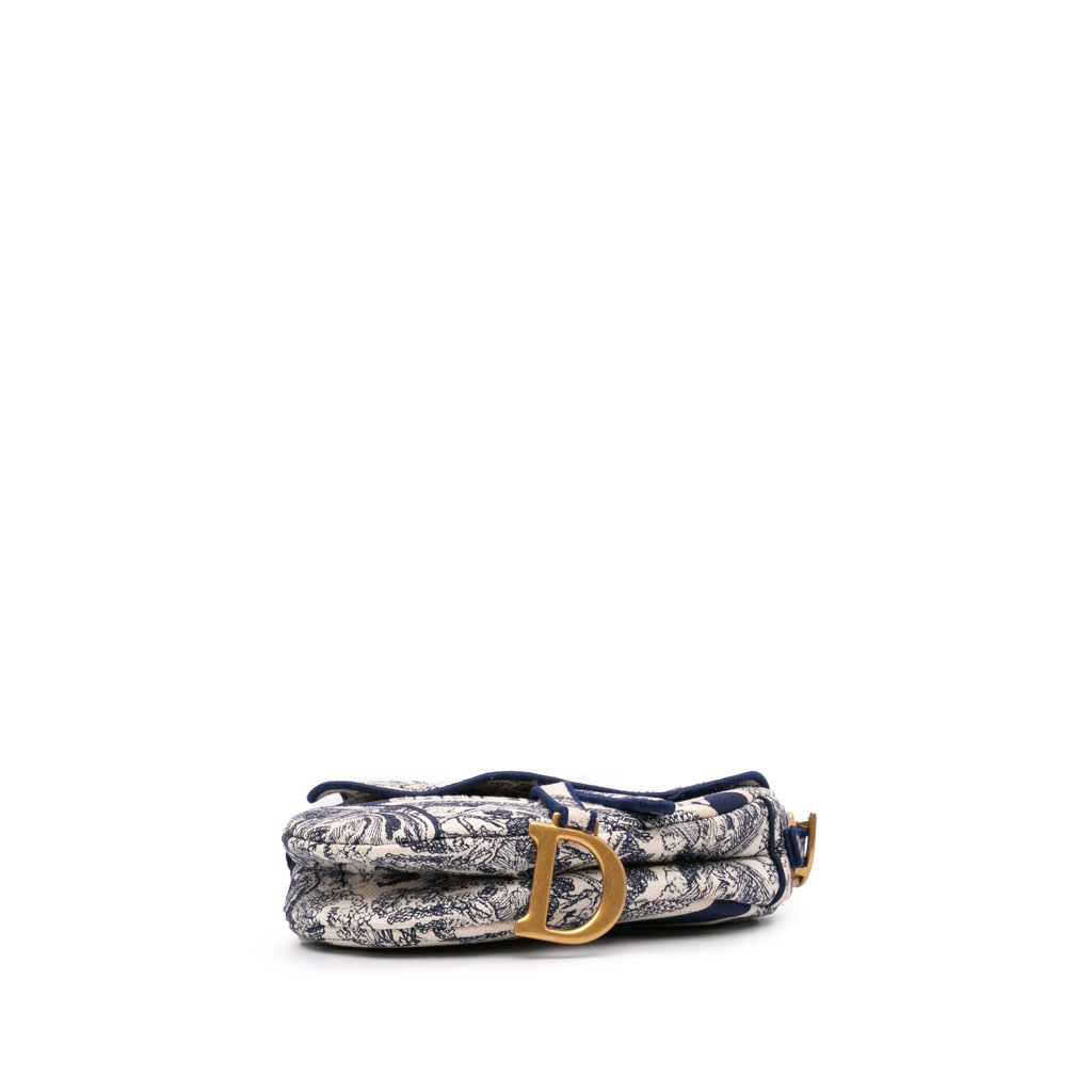 Dior Canvas Embroidered Toile de Jouy Saddle Bag - 3