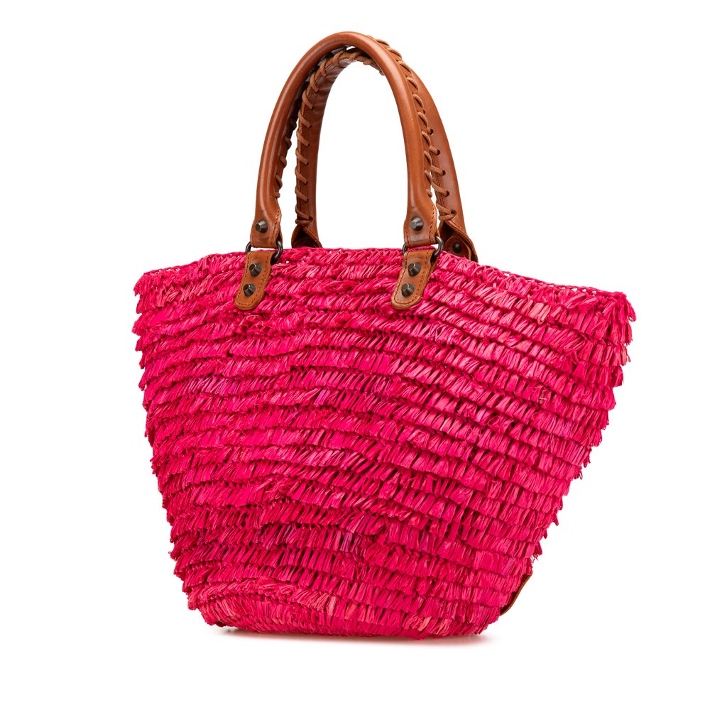 Balenciaga Small Raffia Motocross Panier Basket Tote - Back view