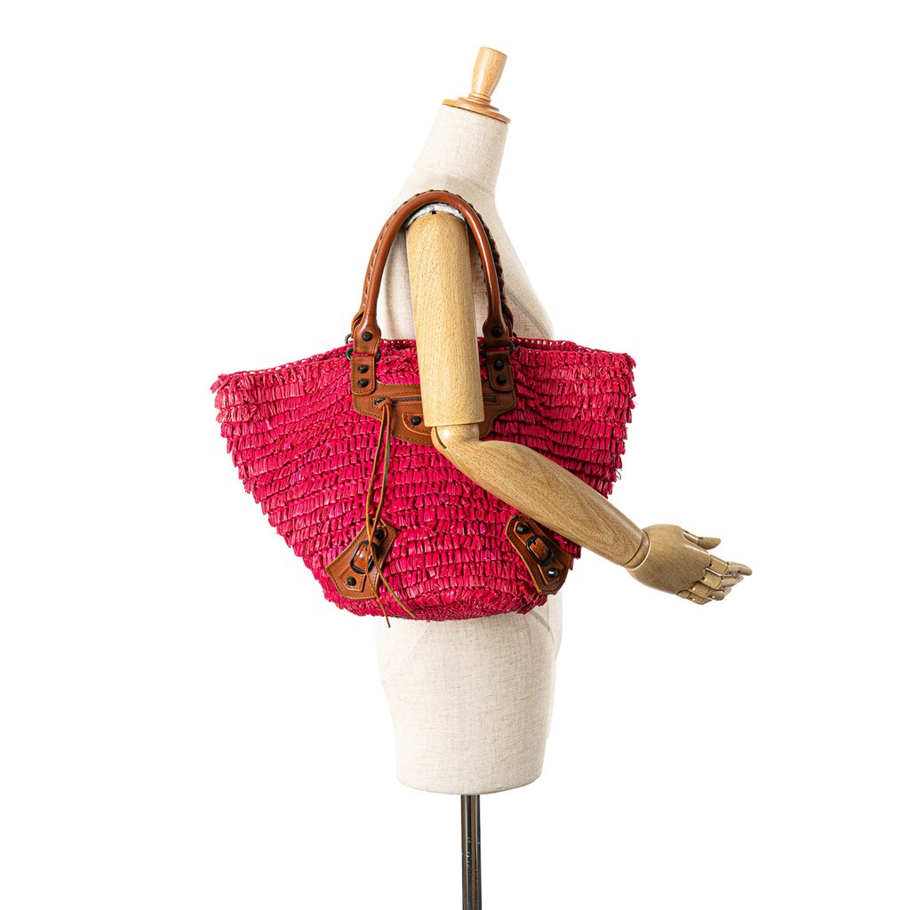 Balenciaga Small Raffia Motocross Panier Basket Tote - Image 18