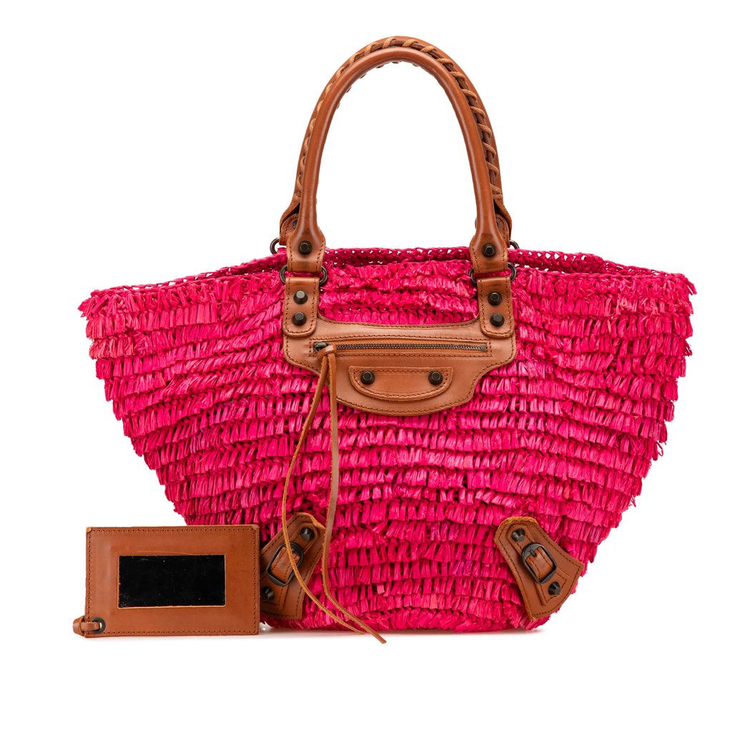 Balenciaga Small Raffia Motocross Panier Basket Tote - Image 19