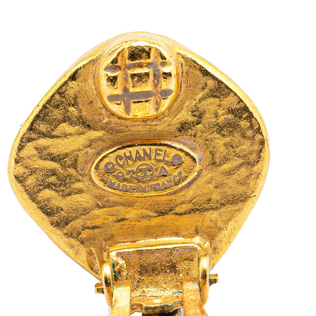 Chanel Gold Plated CC Rhombus Clip on Earrings - 3