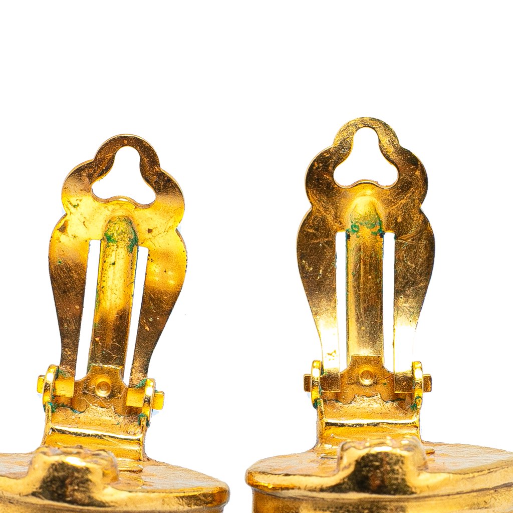 Chanel Gold Plated CC Rhombus Clip on Earrings - 4