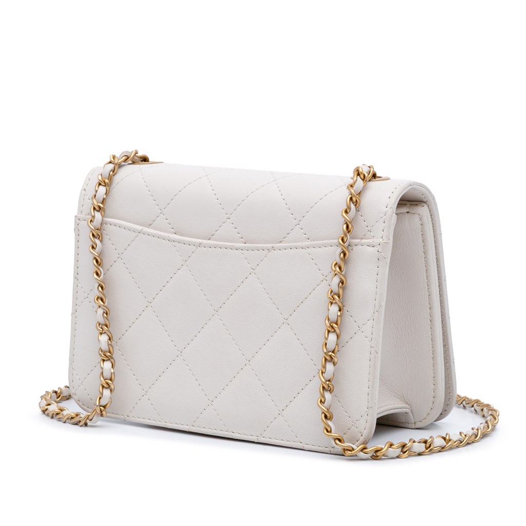 Chanel Small CC Quilted Calfskin Crystal Pearl Full Flap - Back view