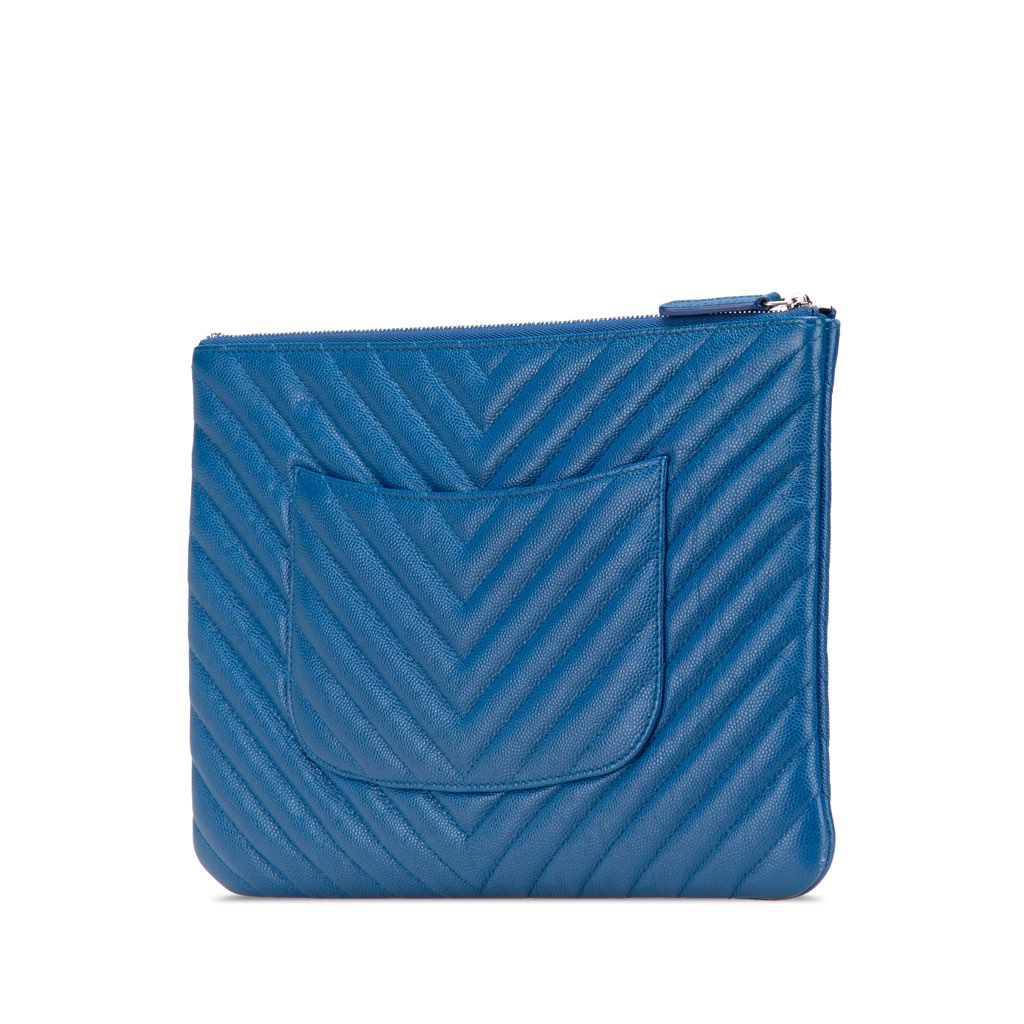 Chanel Medium CC Chevron Caviar O Case Clutch - 2