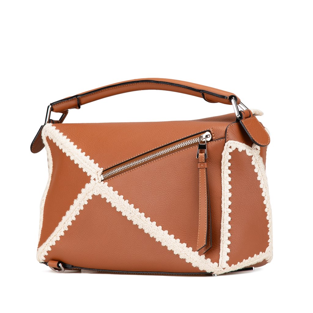 Loewe Medium Calfskin Crochet Trim Puzzle Satchel - 2