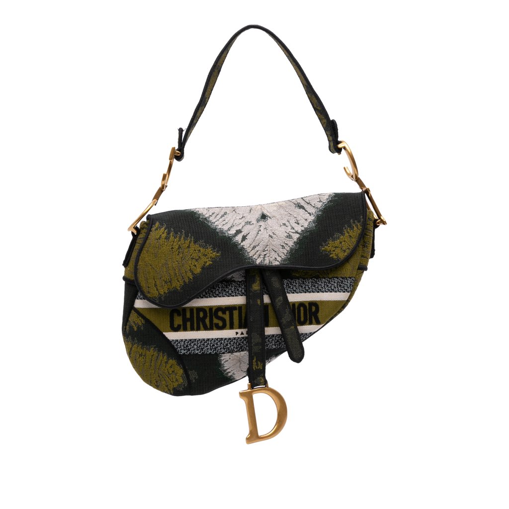 Dior Canvas Embroidered Tie Dye Saddle Bag