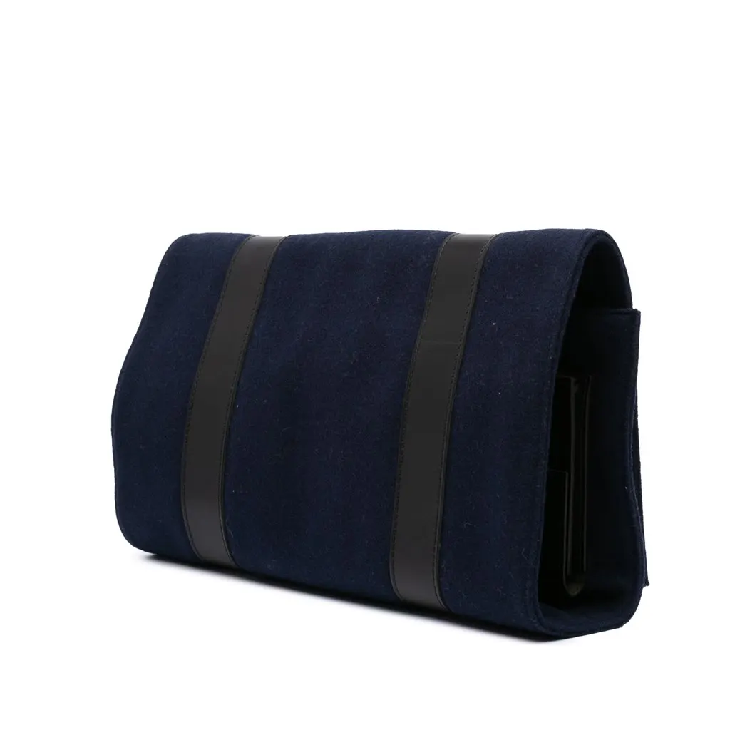 Dior Felt Travel Organizer Clutch Blue Polyester Very good - Back View