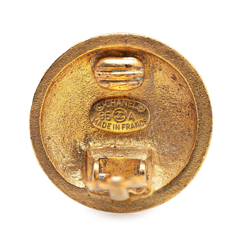 Chanel Gold Plated Quilted CC Clip On Earrings - 3