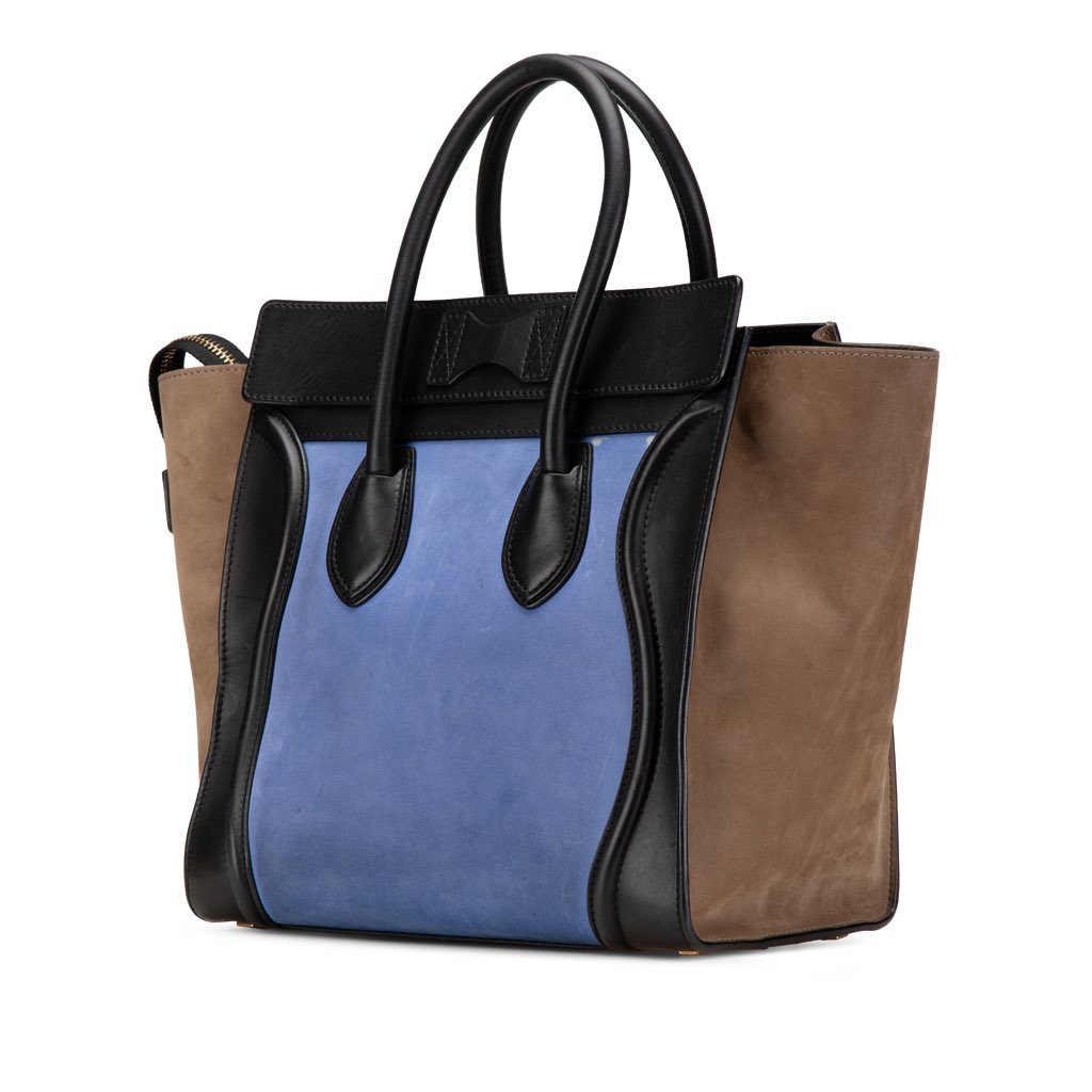 Celine Mini Tricolor Nubuck and Smooth Calfskin Luggage Tote - 2