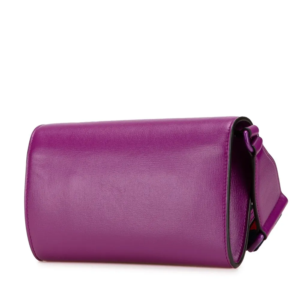 Gucci Mini Leather Horsebit 1955 Web Crossbody Purple Leather Very good - Back View