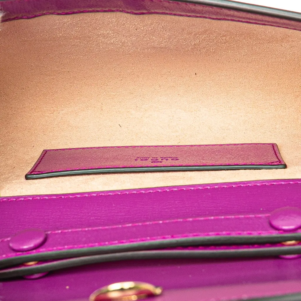 Gucci Mini Leather Horsebit 1955 Web Crossbody Purple Leather Very good - Model View