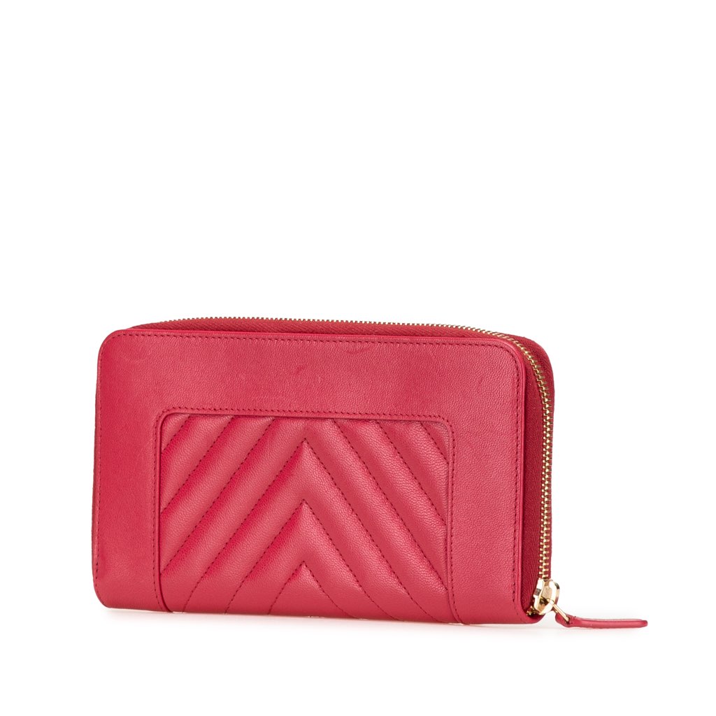 Chanel Chevron Sheepskin Mademoiselle Zip Around Wallet - 2
