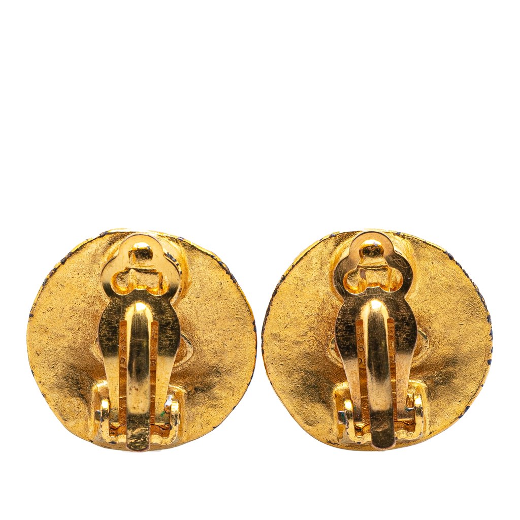 Chanel Gold Plated CC Round Clip On Earrings - 2