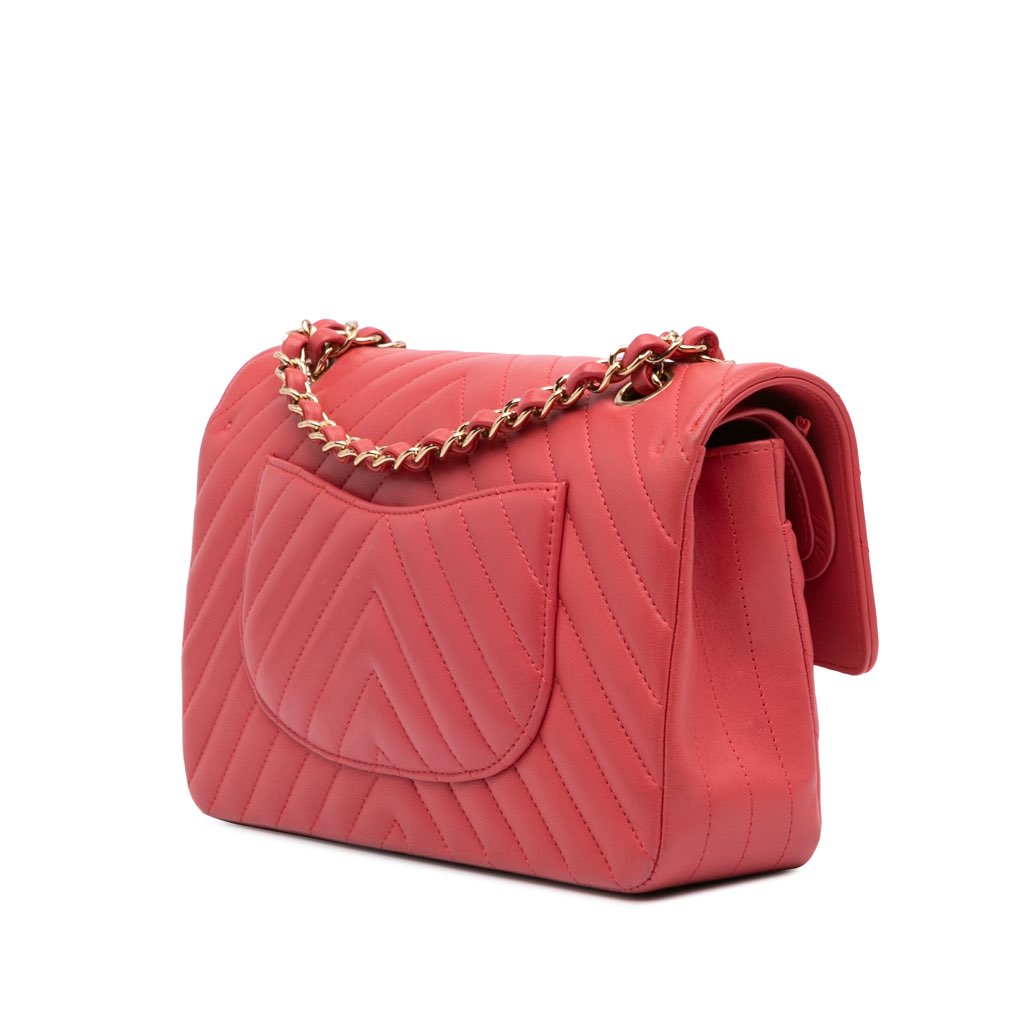 Chanel Medium Classic Chevron Lambskin Double Flap - Back view