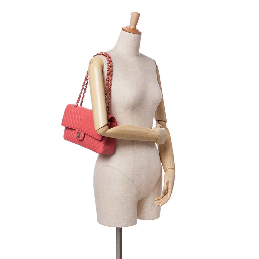 Chanel Medium Classic Chevron Lambskin Double Flap - Image 12