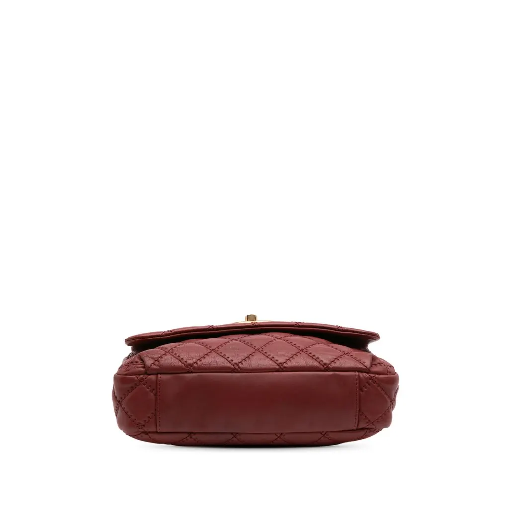 Chanel Quilted Calfskin Ultimate Stitch Retro Chain Flap Red Leather Fair - Inside View
