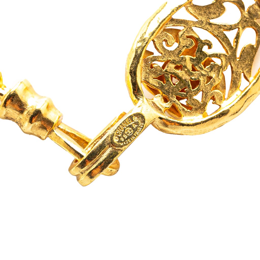 Chanel Gold Plated CC Oval Pendant Necklace - 2