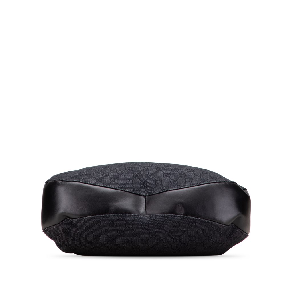 Gucci Large GG Denim Horsebit Classic Ring Hobo - 3