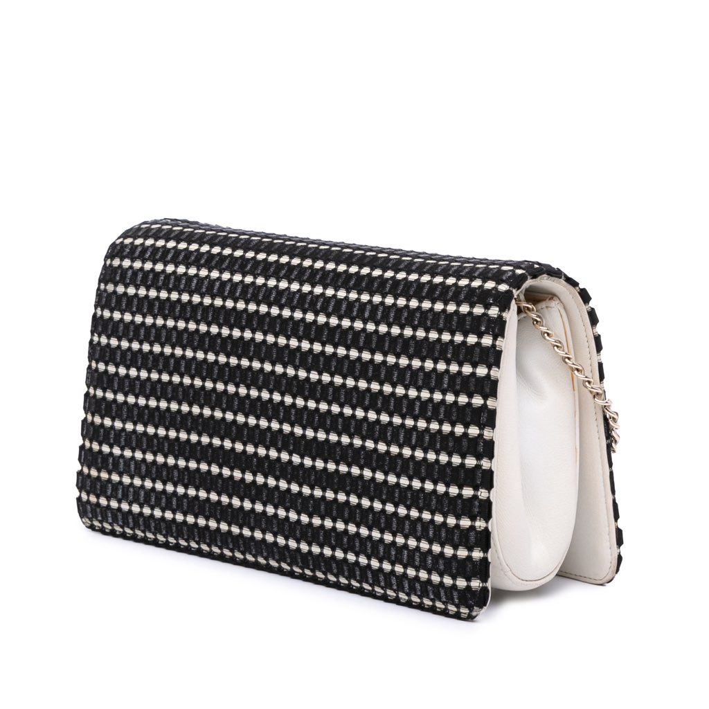 Chanel CC Bicolor Woven Lambskin Crystal Pearl Flap - Back view