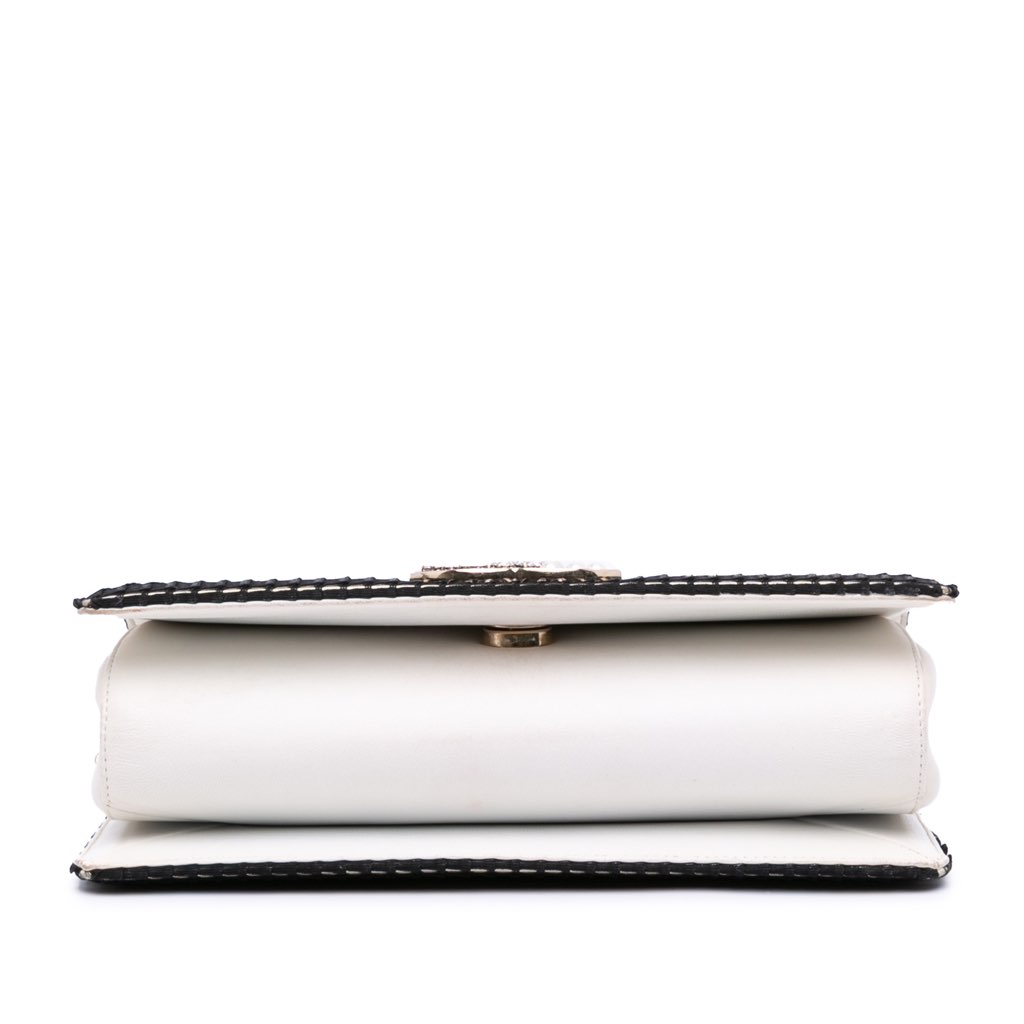 Chanel CC Bicolor Woven Lambskin Crystal Pearl Flap - Image 6