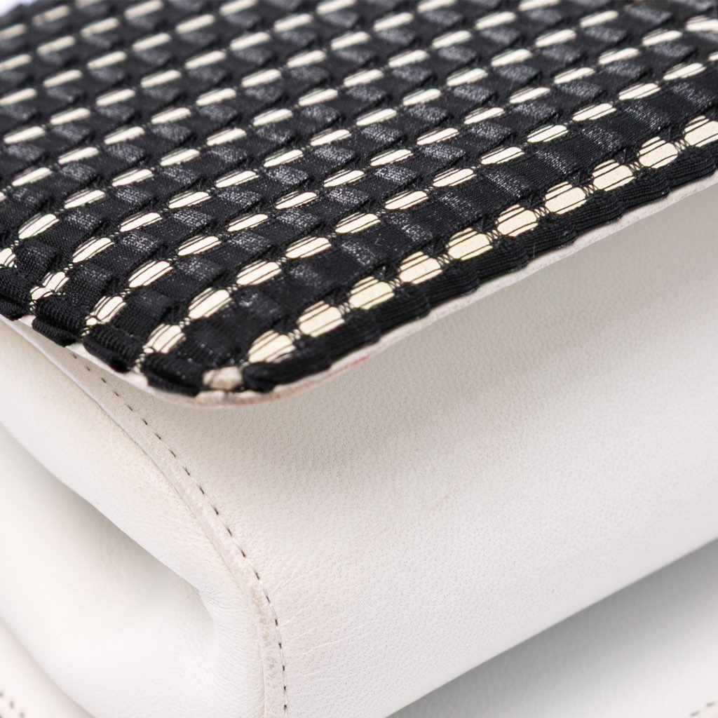 Chanel CC Bicolor Woven Lambskin Crystal Pearl Flap - Image 11