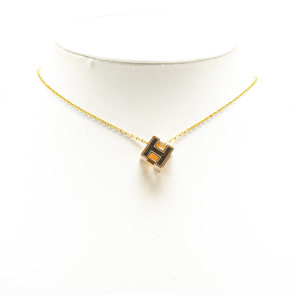 Hermès Gold Plated Cage dH Cube Necklace - 5