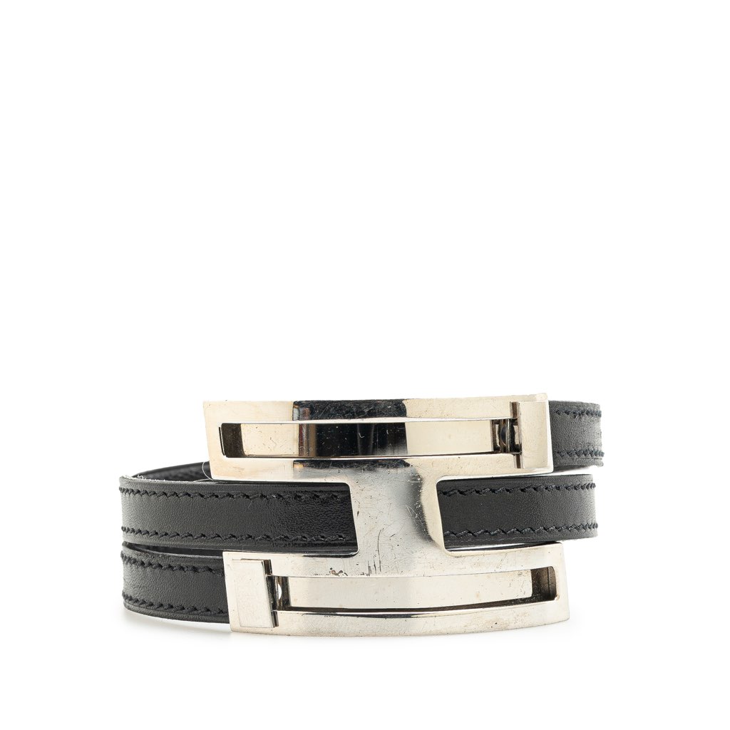 Hermès Leather Pousse Pousse Double Tour Bracelet