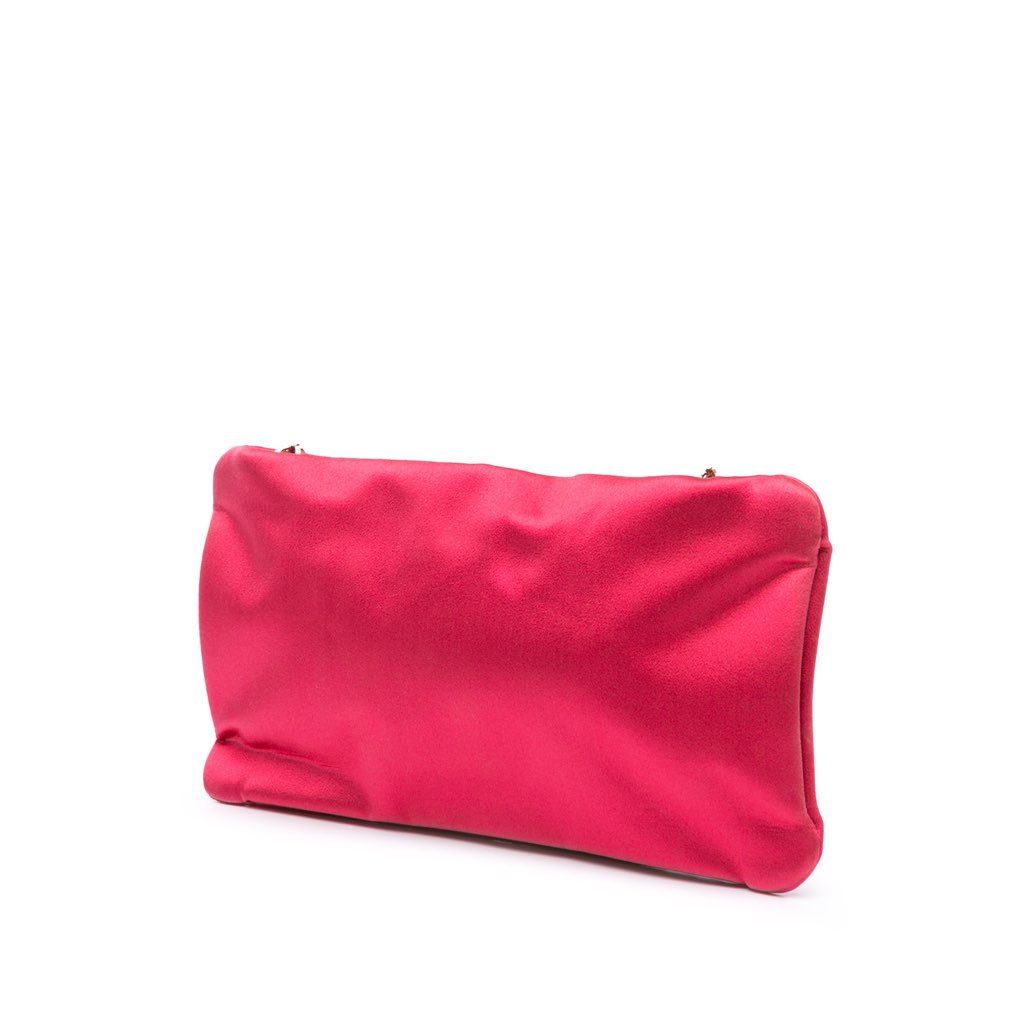 Chanel Satin Diamante Camellia Clutch with Chain - 2