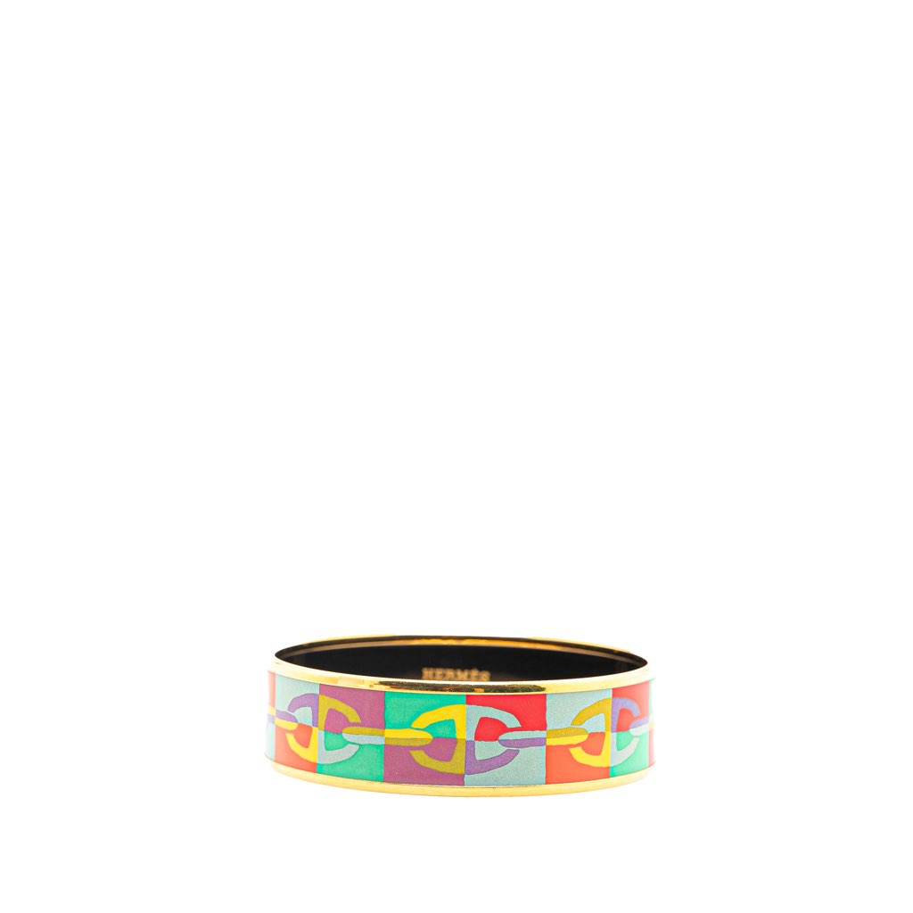 Hermès Wide Enamel Optique Chaine d'Ancre Bangle 65