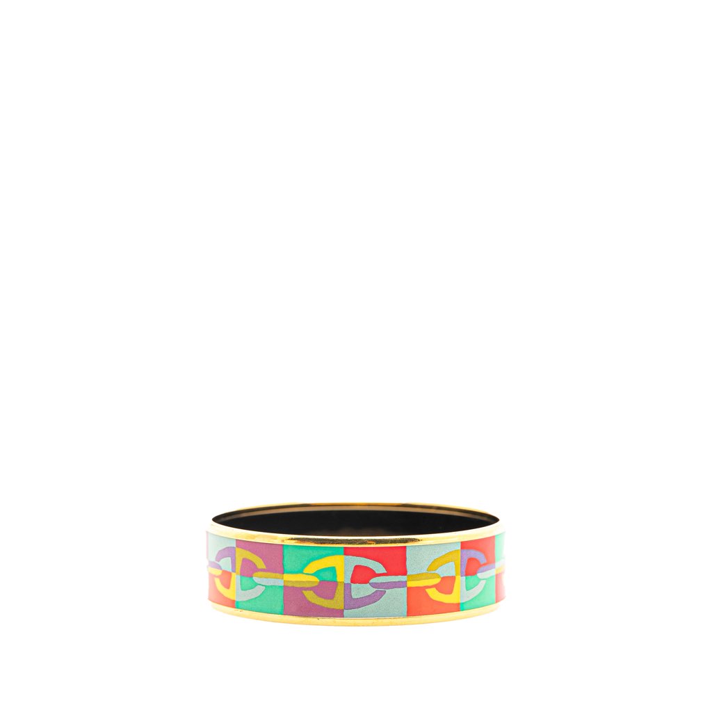 Hermès Wide Enamel Optique Chaine d'Ancre Bangle 65 - Image 6