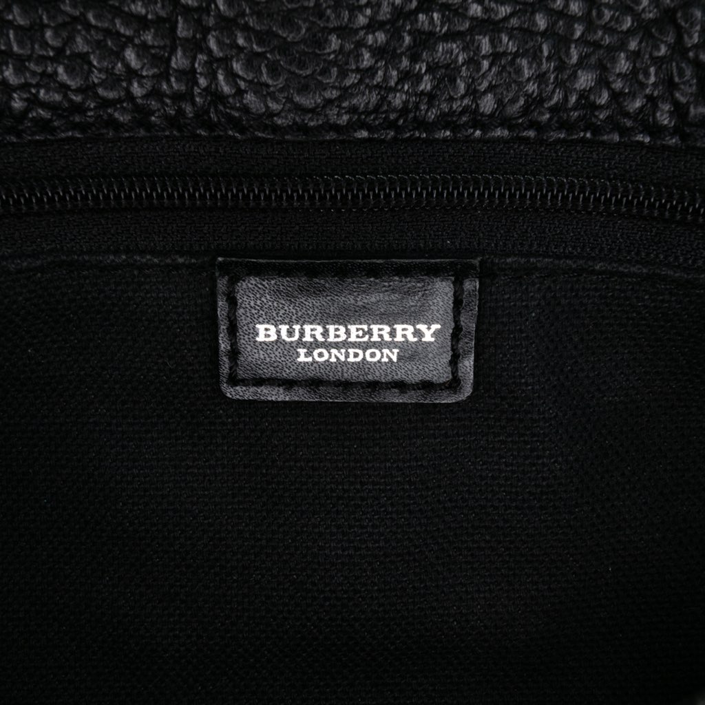 Burberry House Check Trimmed Grainy Calfskin Horn Toggle Tote - 5