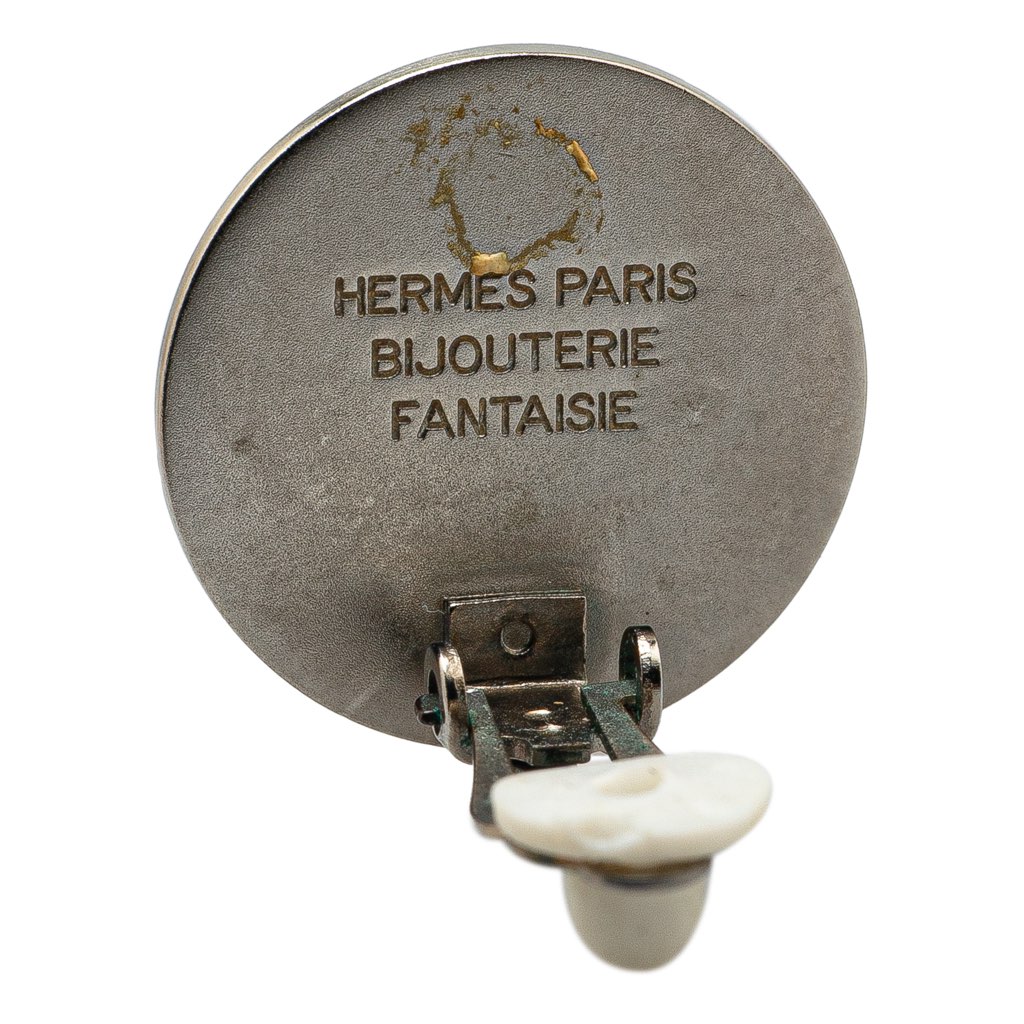 Hermès Palladium Plated Bijouterie Fantaisie Clou De Selle Clip On Earrings - Image 6