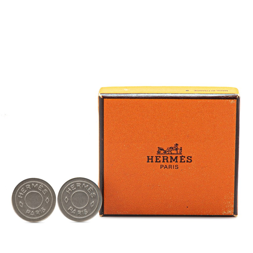 Hermès Palladium Plated Bijouterie Fantaisie Clou De Selle Clip On Earrings - 4