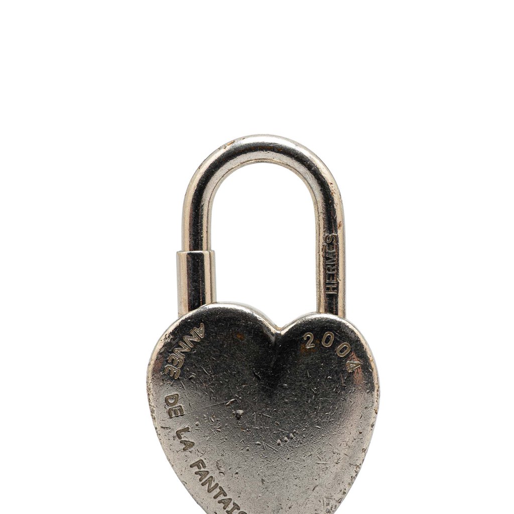 Hermès Palladium Plated Annee De La Fantaisie Heart Cadena Lock Charm - Side view