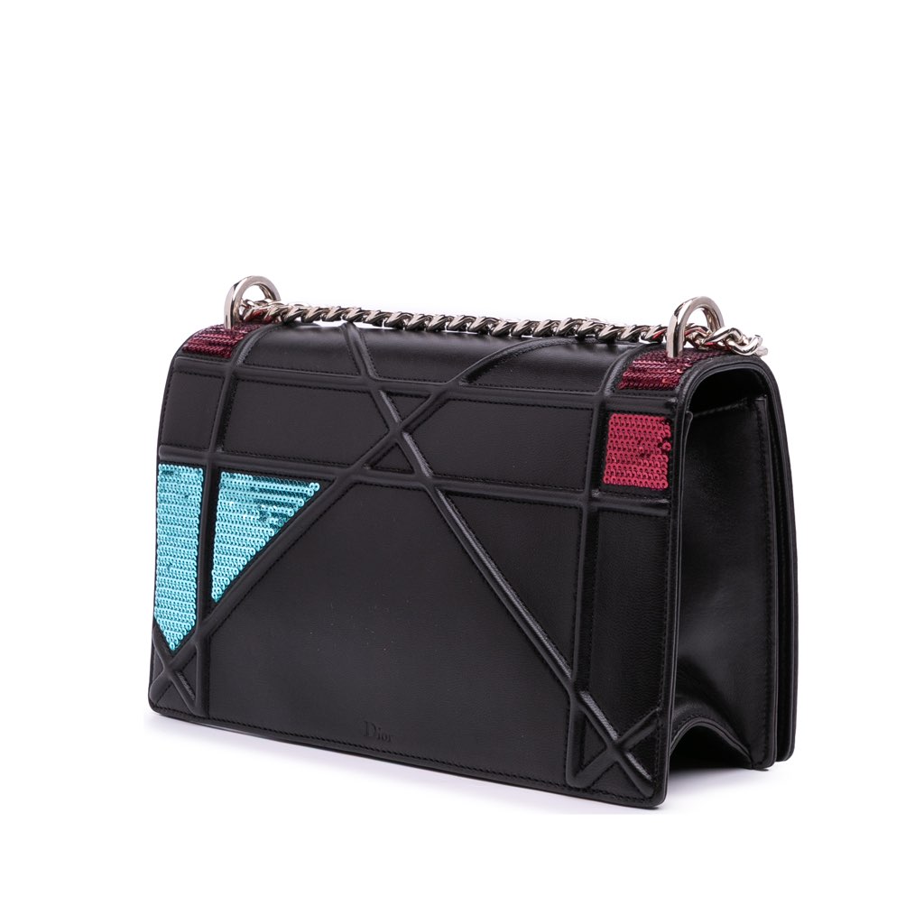 Dior Medium Lambskin Sequin Diorama Flap - Back view