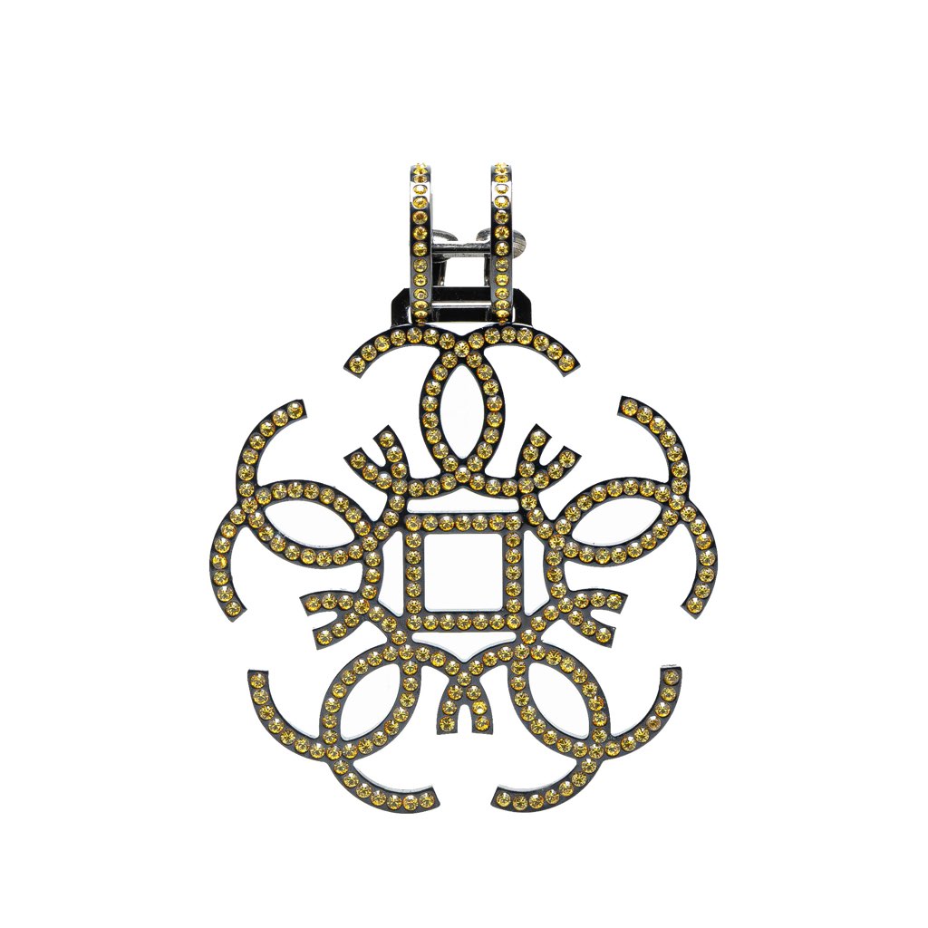 Chanel Brass CC Crystal Single Clip On Earring