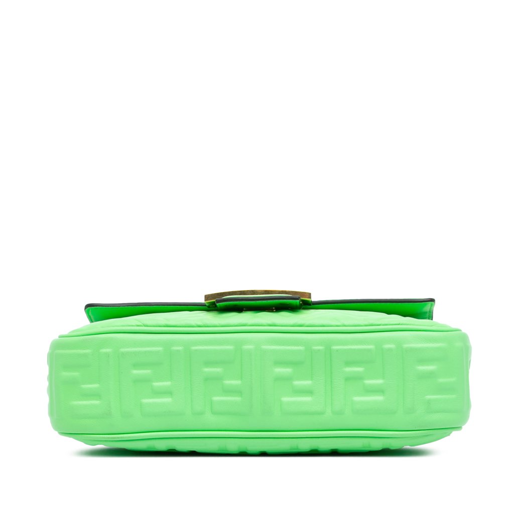 Fendi Zucca Embossed Leather Chain Midi Baguette - 3