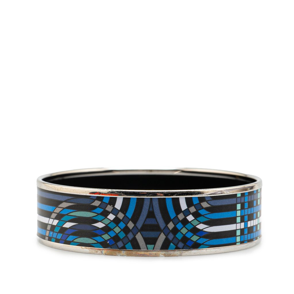 Hermès Wide Geometric Enamel Bangle 65