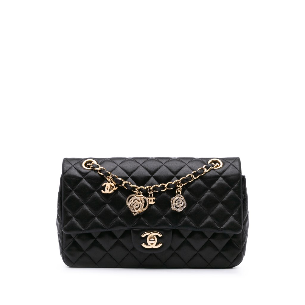 Chanel Medium Classic Lambskin Valentines Heart Charms Single Flap