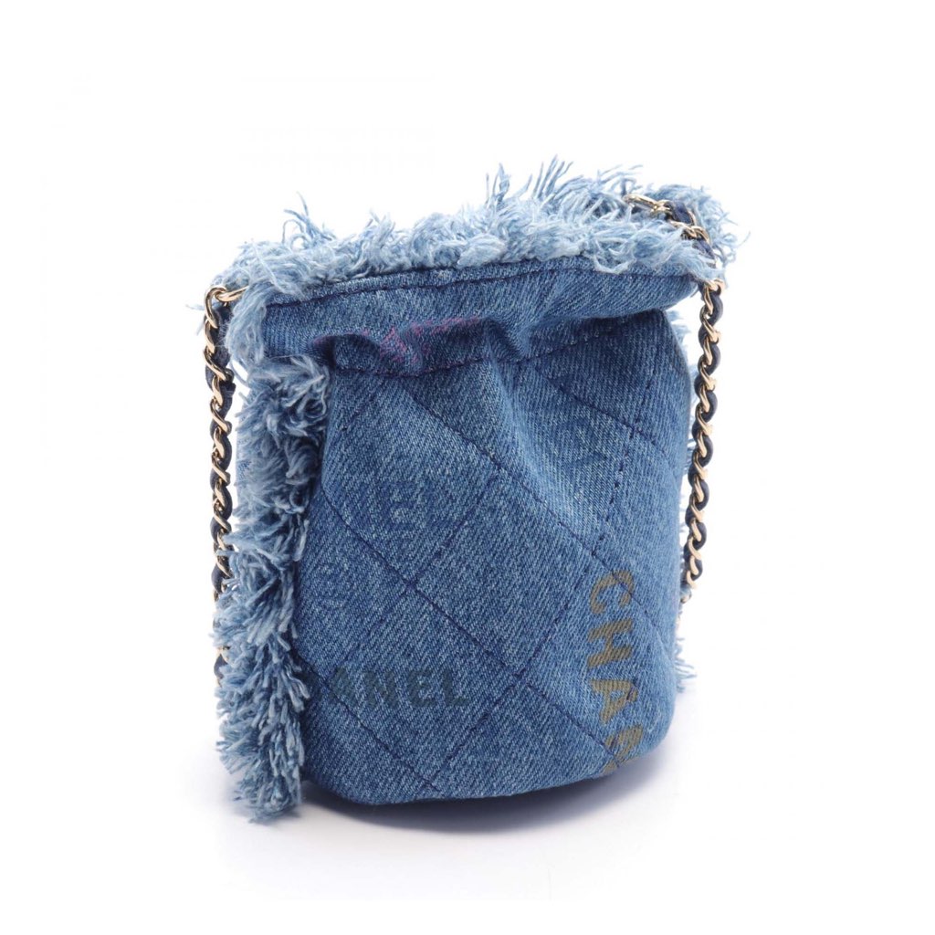Chanel Mini Quilted Denim Mood Bucket with Chain - 2