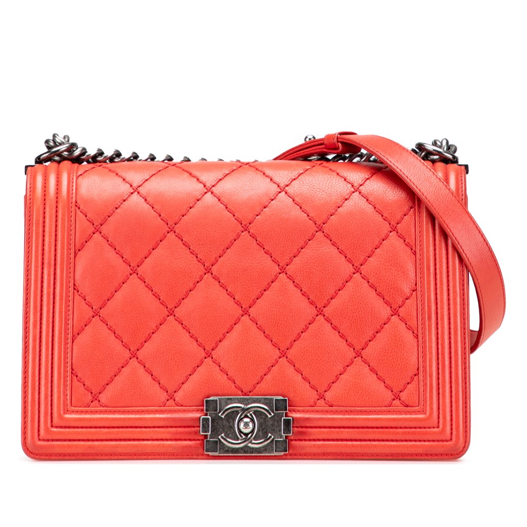 Chanel Medium Quilted Calfskin Wild Stitch Boy Flap
