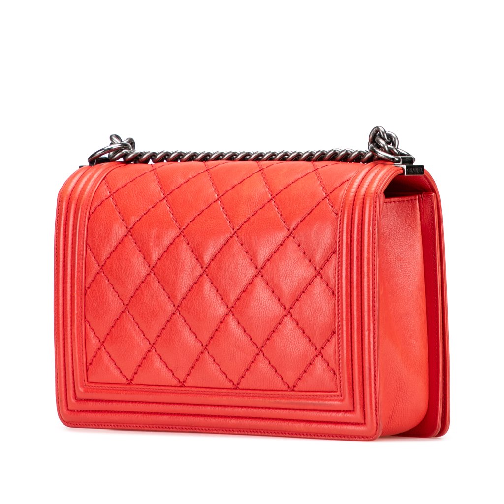 Chanel Medium Quilted Calfskin Wild Stitch Boy Flap - Back view