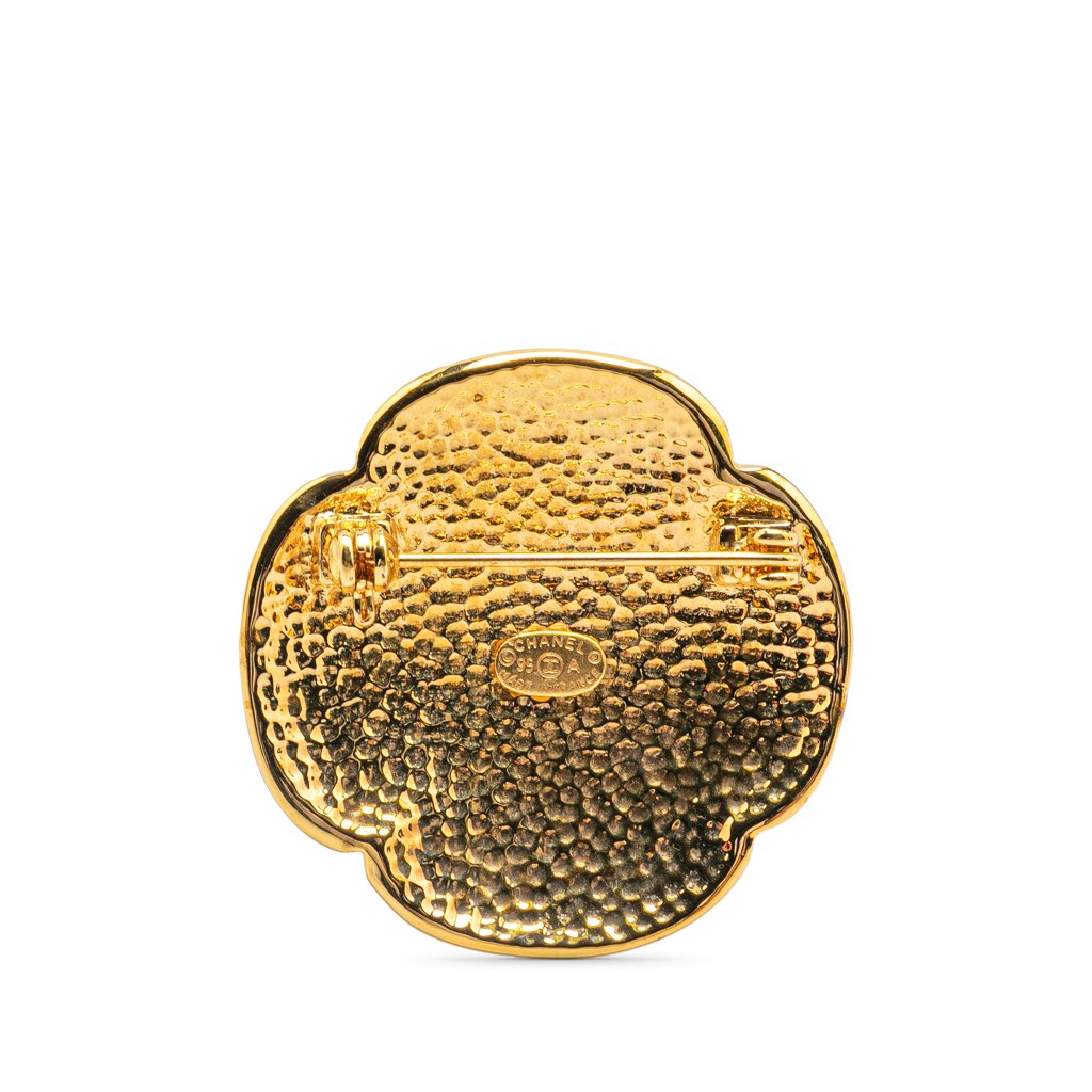 Chanel Gold Plated CC Flower Brooch - 2
