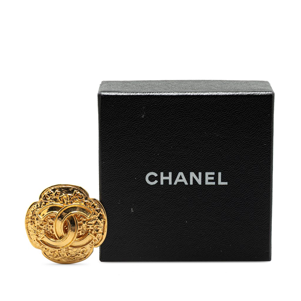 Chanel Gold Plated CC Flower Brooch - 4