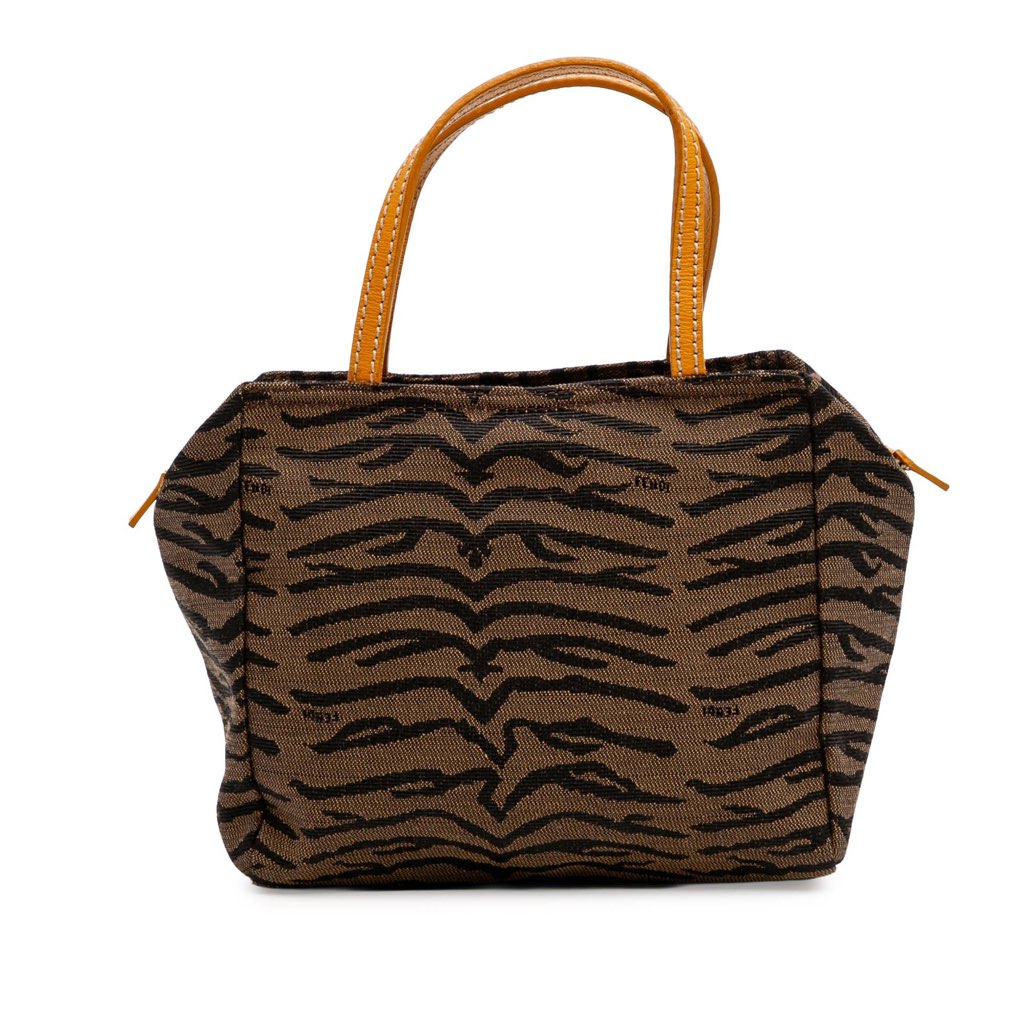 Fendi Zebra Print Canvas Handbag