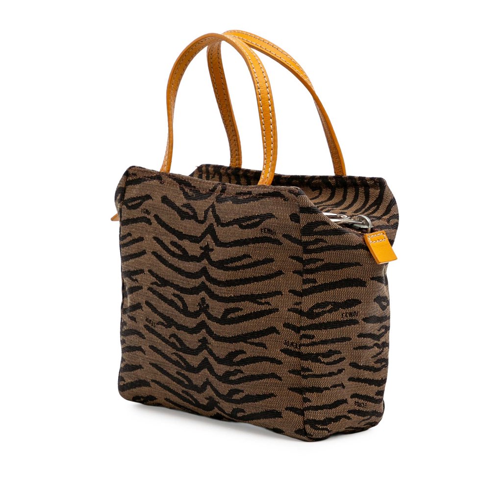 Fendi Zebra Print Canvas Handbag - 2
