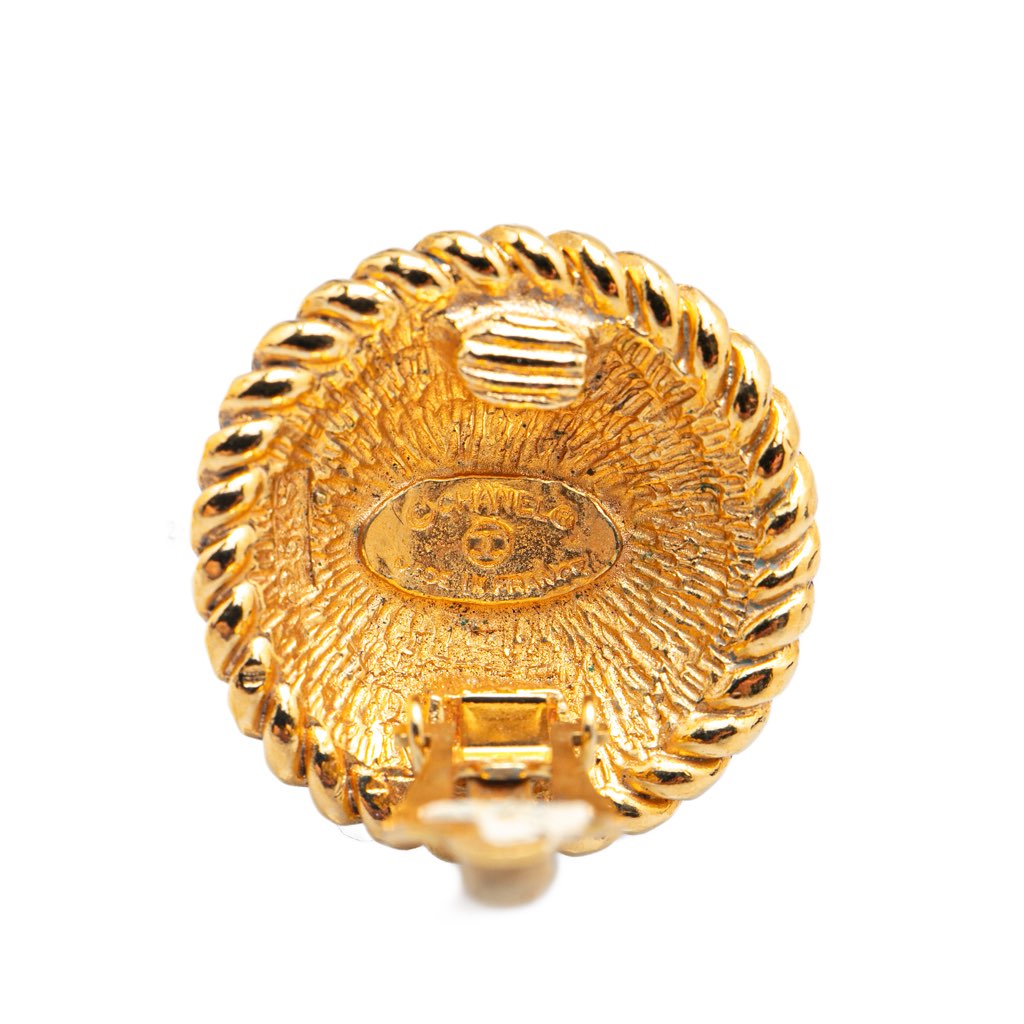 Chanel Gold Plated CC Button Clip on Earrings - 3