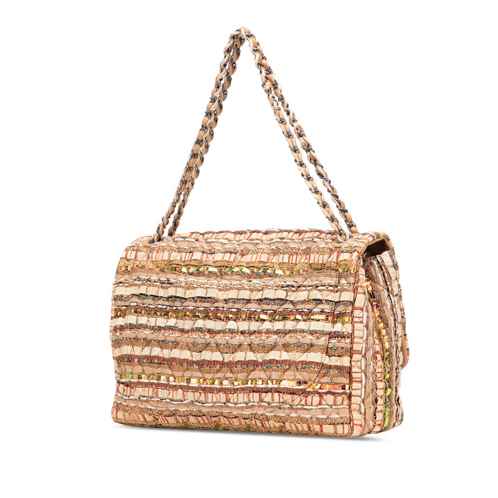 Chanel Jumbo Classic Iridescent Ribbon and Tweed Single Flap - 2